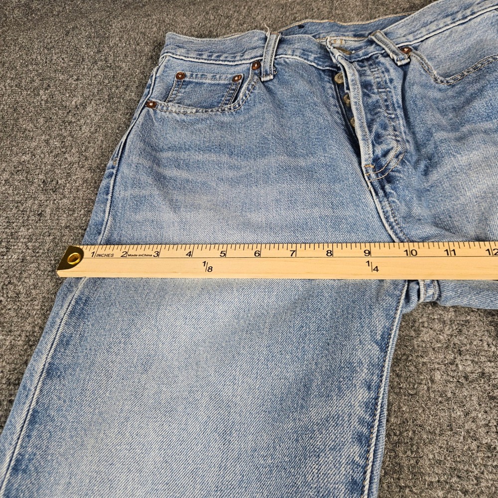 GAP Denim Boyfriend Mid Rise Jeans Light Wash Blue Button Fly Raw Hem Size 26 2 - Picture 3 of 11